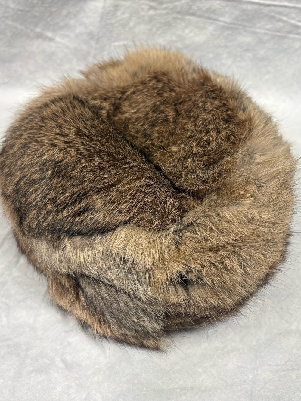 Vintage Style Round Real Fur Hat in Warm Brown Tones - Picture 1 of 3